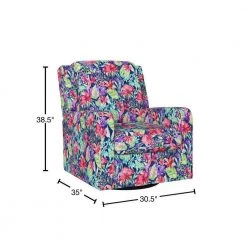 Evie Multi-Navy Botanical Floral Print Swivel Arm Chair by Handy Living -Jennifer Taylor Home Store multi navy botanical floral handy living accent chairs a157629 40 1000