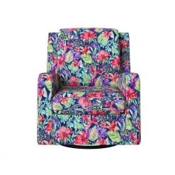 Evie Multi-Navy Botanical Floral Print Swivel Arm Chair by Handy Living -Jennifer Taylor Home Store multi navy botanical floral handy living accent chairs a157629 c3 1000