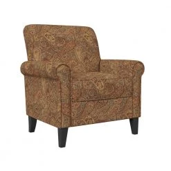 Jean Paisley Multicolored Paisley with Burgundy Arm Chair (No Nail Head Trim) by Handy Living