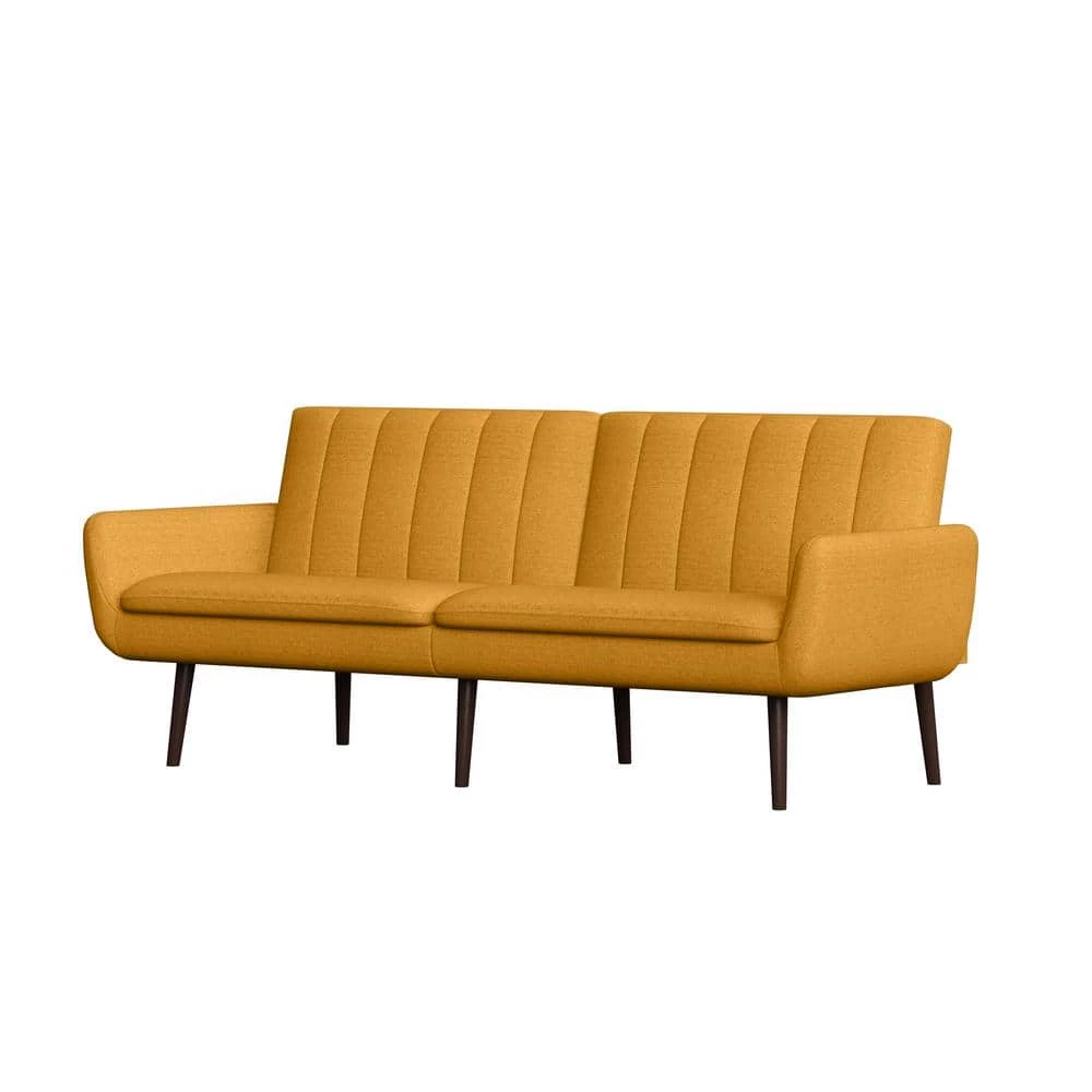 Limbrick 81.25 in. Mustard Yellow Linen-like Fabric 3-Seat Full Size Convert-a-Couch Sofa Bed by Handy Living 1 Limbrick 81.25 in. Mustard Yellow Linen-like Fabric 3-Seat Full Size Convert-a-Couch Sofa Bed by Handy Living