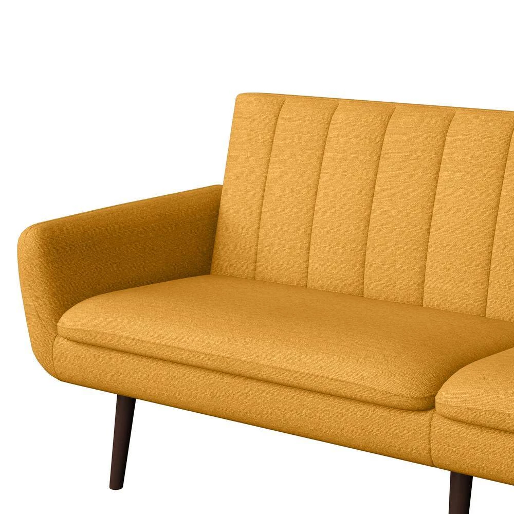 Limbrick 81.25 in. Mustard Yellow Linen-like Fabric 3-Seat Full Size Convert-a-Couch Sofa Bed by Handy Living 13 Limbrick 81.25 in. Mustard Yellow Linen-like Fabric 3-Seat Full Size Convert-a-Couch Sofa Bed by Handy Living - Image 13