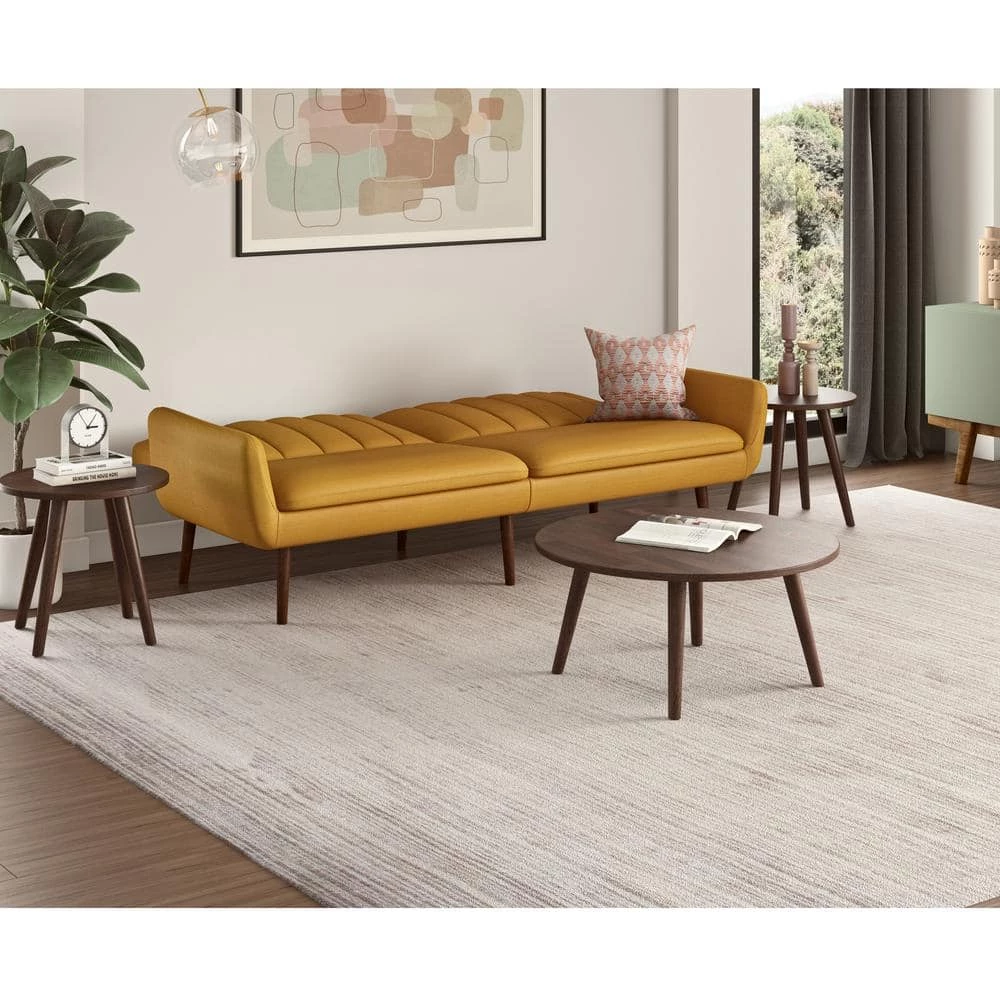 Limbrick 81.25 in. Mustard Yellow Linen-like Fabric 3-Seat Full Size Convert-a-Couch Sofa Bed by Handy Living 8 Limbrick 81.25 in. Mustard Yellow Linen-like Fabric 3-Seat Full Size Convert-a-Couch Sofa Bed by Handy Living - Image 8