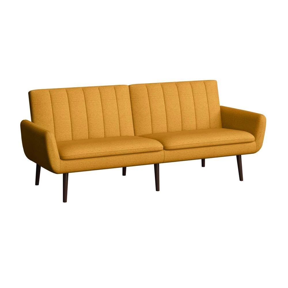 Limbrick 81.25 in. Mustard Yellow Linen-like Fabric 3-Seat Full Size Convert-a-Couch Sofa Bed by Handy Living 2 Limbrick 81.25 in. Mustard Yellow Linen-like Fabric 3-Seat Full Size Convert-a-Couch Sofa Bed by Handy Living - Image 2