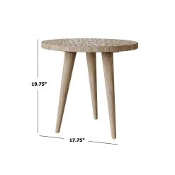 Icaria 17.75 in. W Natural Hand Painted Boho-Inspired Stylized Leaves 19.75 in. H Round Wood End Table by Handy Living 16 Icaria 17.75 in. W Natural Hand Painted Boho-Inspired Stylized Leaves 19.75 in. H Round Wood End Table by Handy Living -Jennifer Taylor Home Store natural hand painted boho inspired stylized leaves handy living end side tables a186506 4f 1000