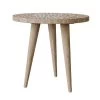 Icaria 17.75 in. W Natural Hand Painted Boho-Inspired Stylized Leaves 19.75 in. H Round Wood End Table by Handy Living
