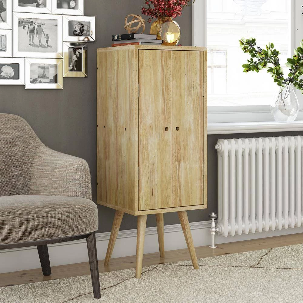 Freemont Natural Mid Century Modern Vertical Wood Chest with Doors by Handy Living 8 Freemont Natural Mid Century Modern Vertical Wood Chest with Doors by Handy Living - Image 8