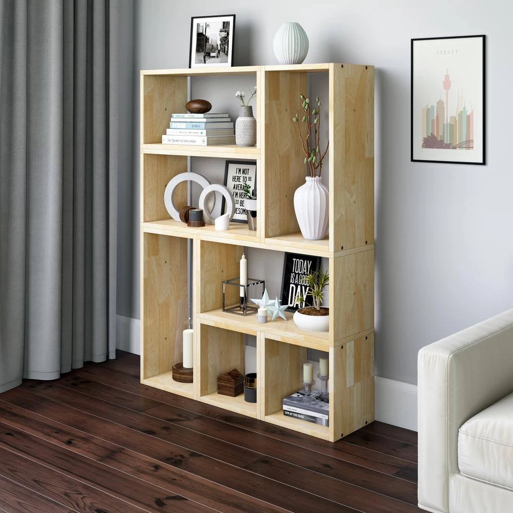 Freemont Natural Modern 7-Block Wood Shelving Set by Handy Living 6 Freemont Natural Modern 7-Block Wood Shelving Set by Handy Living - Image 6
