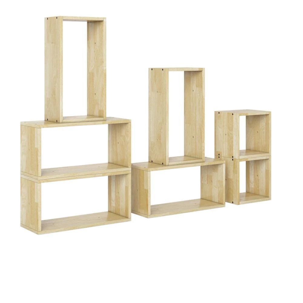 Freemont Natural Modern 7-Block Wood Shelving Set by Handy Living 3 Freemont Natural Modern 7-Block Wood Shelving Set by Handy Living - Image 3