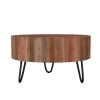 Noleta 32 in. W Natural 18 in. H Round Old Reclaimed Wood Cocktail Table with Black Iron Hairpin Legs by Handy Living
