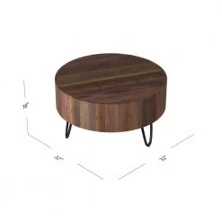Noleta 32 in. W Natural 18 in. H Round Old Reclaimed Wood Cocktail Table with Black Iron Hairpin Legs by Handy Living -Jennifer Taylor Home Store natural handy living coffee tables a186568 c3 1000