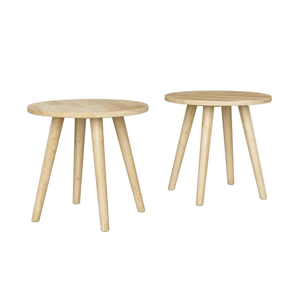 Marcia Natural Round Wood End Tables (Set of 2) by Handy Living 1 Marcia Natural Round Wood End Tables (Set of 2) by Handy Living