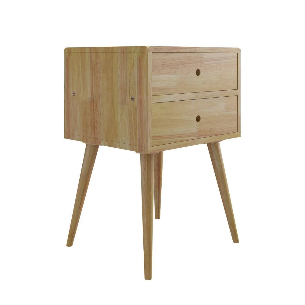 Freemont 17.72 in. Solid Wood End Tables with Drawers in Natural (Set of 2) by Handy Living 6 Freemont 17.72 in. Solid Wood End Tables with Drawers in Natural (Set of 2) by Handy Living - Image 6