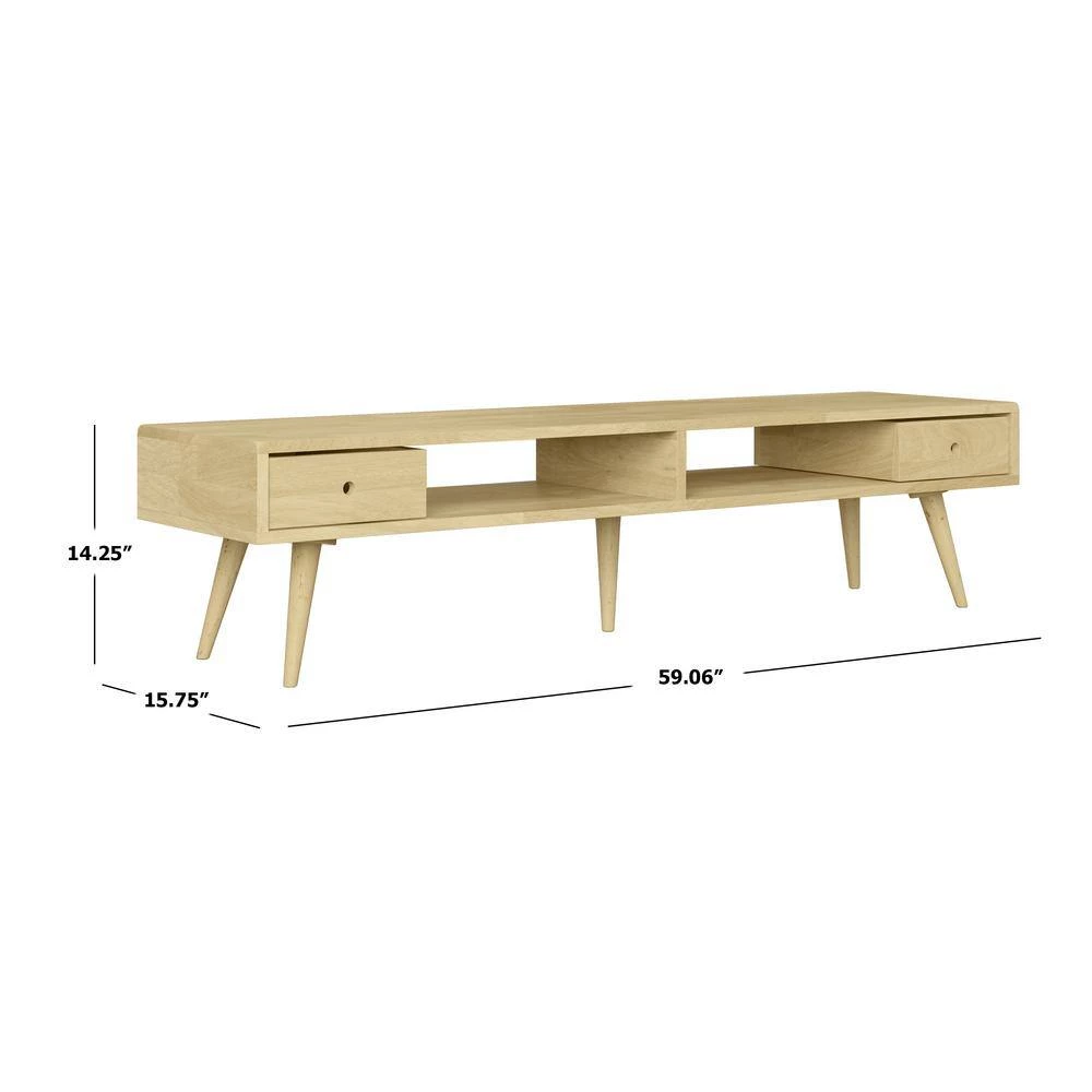 Freemont 4-piece Natural Solid Wood Table Set with 2-Storage End Tables, Nesting Cocktail Table and TV Stand by Handy Living 3 Freemont 4-piece Natural Solid Wood Table Set with 2-Storage End Tables, Nesting Cocktail Table and TV Stand by Handy Living - Image 3