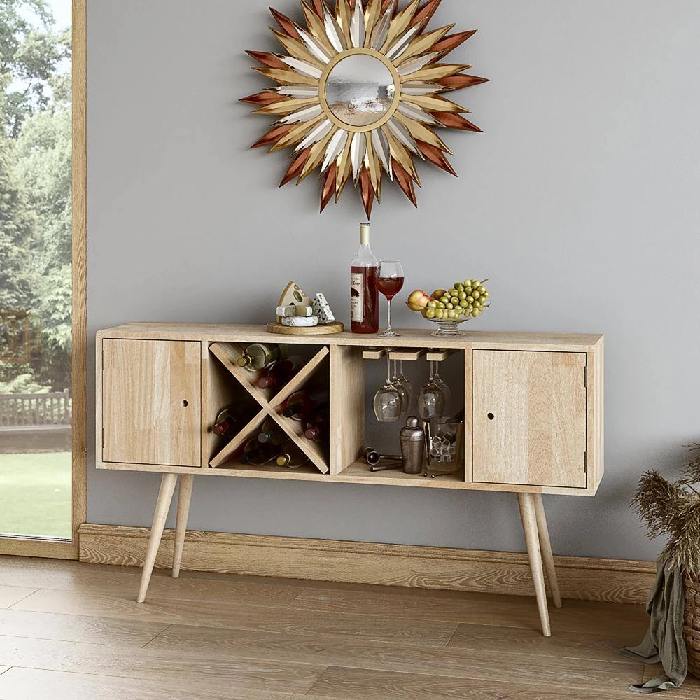 Freemont Natural Mid Century Modern Wood Sideboard with Doors by Handy Living 8 Freemont Natural Mid Century Modern Wood Sideboard with Doors by Handy Living - Image 8