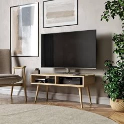 Freemont 35 in. Natural Wood TV Stand Fits TVs Up to 32 in. with Solid Wood by Handy Living -Jennifer Taylor Home Store natural handy living tv stands a149228 31 1000