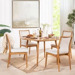 Scandi 54 in. 6-Seater Round Natural Light Brown Rubberwood Dining Table by Jennifer Taylor -Jennifer Taylor Home Store natural light brown rubberwood jennifer taylor kitchen dining tables cz87430 my a0 1000