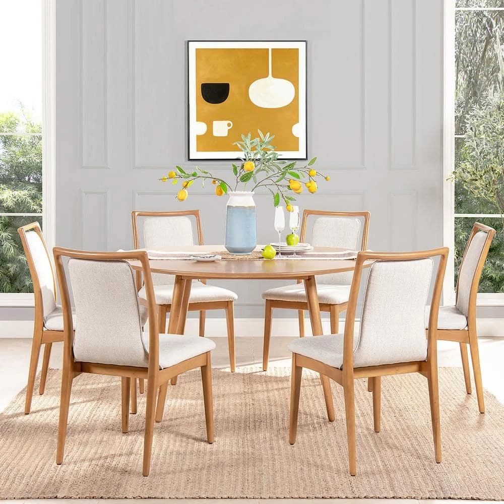 Scandi Upholstered Natural Light Brown Wood Dining Chair White Pepper (Set of 2) by Jennifer Taylor 10 Scandi Upholstered Natural Light Brown Wood Dining Chair White Pepper (Set of 2) by Jennifer Taylor - Image 10
