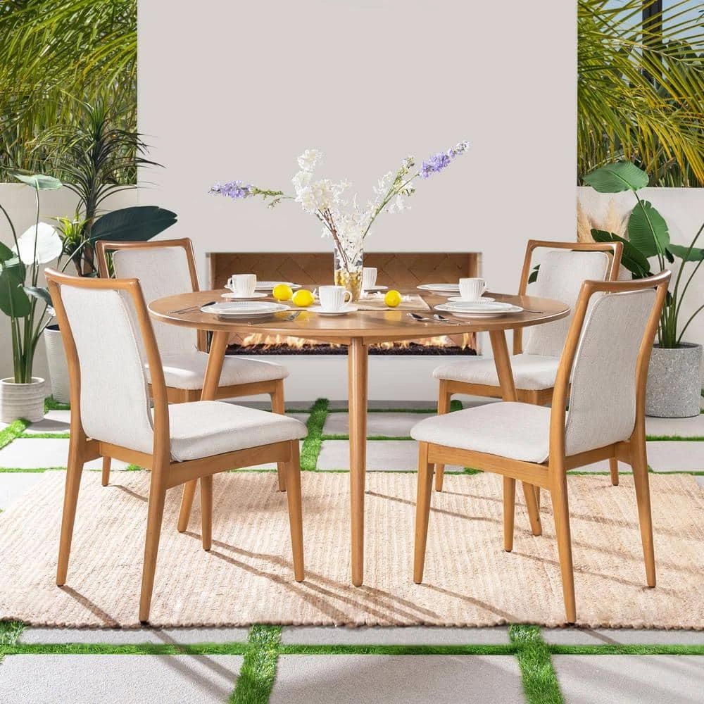 Scandi Upholstered Natural Light Brown Wood Dining Chair White Pepper (Set of 2) by Jennifer Taylor 3 Scandi Upholstered Natural Light Brown Wood Dining Chair White Pepper (Set of 2) by Jennifer Taylor - Image 3