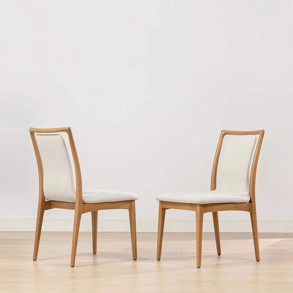 Scandi Upholstered Natural Light Brown Wood Dining Chair White Pepper (Set of 2) by Jennifer Taylor 1 Scandi Upholstered Natural Light Brown Wood Dining Chair White Pepper (Set of 2) by Jennifer Taylor