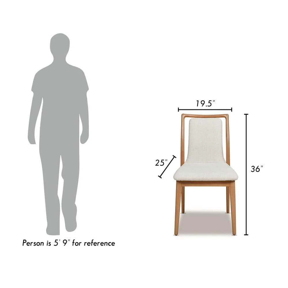 Scandi Upholstered Natural Light Brown Wood Dining Chair White Pepper (Set of 2) by Jennifer Taylor 2 Scandi Upholstered Natural Light Brown Wood Dining Chair White Pepper (Set of 2) by Jennifer Taylor - Image 2