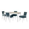 Wesley 5-Piece Smart Top Dining Table & Upholstered Armless Dining Chairs in Denim Blue Fine Polyester by Handy Living