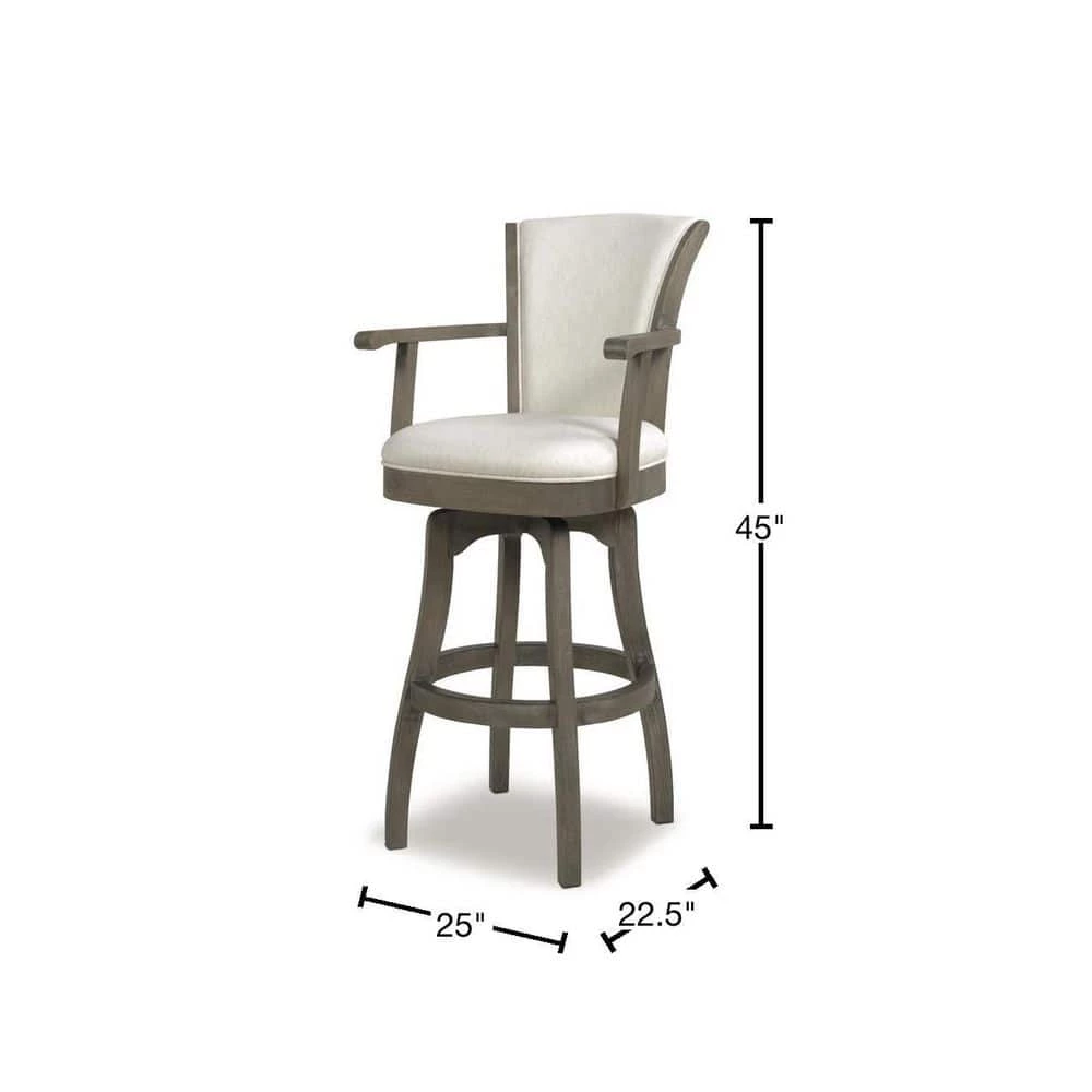 Williams 30 Swivel Bar Stool with Armrests Natural White by Jennifer Taylor 3 Williams 30 Swivel Bar Stool with Armrests Natural White by Jennifer Taylor - Image 3