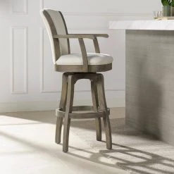 Williams 30 Swivel Bar Stool with Armrests Natural White by Jennifer Taylor 24 Williams 30 Swivel Bar Stool with Armrests Natural White by Jennifer Taylor -Jennifer Taylor Home Store natural white brown jennifer taylor bar stools 81040 mlw d4 1000