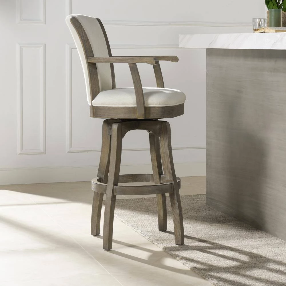 Williams 30 Swivel Bar Stool with Armrests Natural White by Jennifer Taylor 12 Williams 30 Swivel Bar Stool with Armrests Natural White by Jennifer Taylor - Image 12
