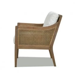 Ontario 24.5 in. Natural White Linen Oak and Rattan Upholstered Accent Arm Chair by Jennifer Taylor -Jennifer Taylor Home Store natural white linen jennifer taylor accent chairs 60440 mlw my 1d 1000
