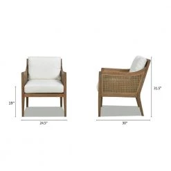 Ontario 24.5 in. Natural White Linen Oak and Rattan Upholstered Accent Arm Chair by Jennifer Taylor -Jennifer Taylor Home Store natural white linen jennifer taylor accent chairs 60440 mlw my 40 1000