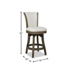 Henry 27 in. Armless Swivel Counter Height Bar Stool, Natural White Linen by Jennifer Taylor -Jennifer Taylor Home Store natural white linen jennifer taylor bar stools 81042 mlw 40 1000
