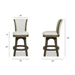 Henry 27 in. Armless Swivel Counter Height Bar Stool, Natural White Linen by Jennifer Taylor -Jennifer Taylor Home Store natural white linen jennifer taylor bar stools 81042 mlw c3 1000