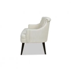 Stella 53.5 in. Natural White Tufted Settee Nailhead Accent Trim by Jennifer Taylor -Jennifer Taylor Home Store natural white linen jennifer taylor loveseats 61120 mlw 1d 1000