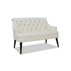 Stella 53.5 in. Natural White Tufted Settee Nailhead Accent Trim by Jennifer Taylor -Jennifer Taylor Home Store natural white linen jennifer taylor loveseats 61120 mlw a0 1000