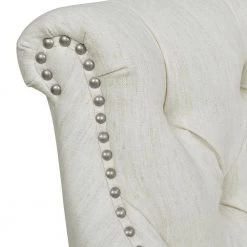 Stella 53.5 in. Natural White Tufted Settee Nailhead Accent Trim by Jennifer Taylor -Jennifer Taylor Home Store natural white linen jennifer taylor loveseats 61120 mlw c3 1000
