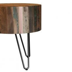 Noleta 20 in. W Natural with Multi-Color Wash 22 in. H Round Old Reclaimed Wood End Table with Black Iron Hairpin Legs by Handy Living -Jennifer Taylor Home Store natural with multi color wash handy living end side tables a186551 44 1000