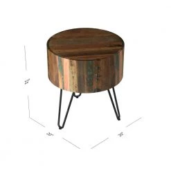 Noleta 20 in. W Natural with Multi-Color Wash 22 in. H Round Old Reclaimed Wood End Table with Black Iron Hairpin Legs by Handy Living -Jennifer Taylor Home Store natural with multi color wash handy living end side tables a186551 4f 1000