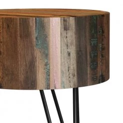 Noleta 20 in. W Natural with Multi-Color Wash 22 in. H Round Old Reclaimed Wood End Table with Black Iron Hairpin Legs by Handy Living -Jennifer Taylor Home Store natural with multi color wash handy living end side tables a186551 76 1000