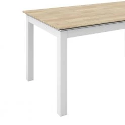 Wesley Natural and White Rectangular Smart Top Dining Table by Handy Living -Jennifer Taylor Home Store natural wood look top white legs handy living kitchen dining tables a142335 1f 1000