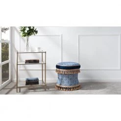 Leona Navy and White Vanity Stool by Jennifer Taylor -Jennifer Taylor Home Store navy and white jennifer taylor ottomans 2360 818859 31 1000