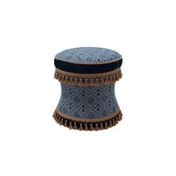 Leona Navy and White Vanity Stool by Jennifer Taylor