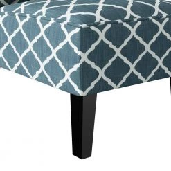 Habe Navy Blue and Creamy White Trellis Fabric Slipper Chair by Handy Living -Jennifer Taylor Home Store navy blue and creamy white trellis handy living accent chairs a185436 1f 1000