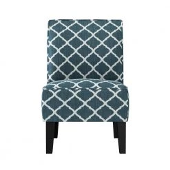 Habe Navy Blue and Creamy White Trellis Fabric Slipper Chair by Handy Living -Jennifer Taylor Home Store navy blue and creamy white trellis handy living accent chairs a185436 c3 1000