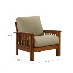 Buena Vista Navy Blue Linen-Like Fabric Mission Style Arm Chair with Exposed Wood Frame in Cherry by Handy Living -Jennifer Taylor Home Store navy blue handy living accent chairs a193240 40 1000