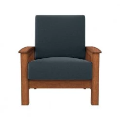 Buena Vista Navy Blue Linen-Like Fabric Mission Style Arm Chair with Exposed Wood Frame in Cherry by Handy Living -Jennifer Taylor Home Store navy blue handy living accent chairs a193240 c3 1000