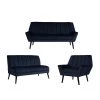 Omundson 3-Piece Navy Blue Velvet Mid Century Modern Sofa, Loveseat and Chair Set by Handy Living