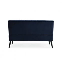 Omundson 56.1 in. Navy Blue Polyester 2-Seater Armless Loveseat with Wood Legs by Handy Living -Jennifer Taylor Home Store navy blue handy living loveseats a162623 66 1000