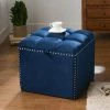 Natalia Navy Blue Storage Ottoman by Jennifer Taylor