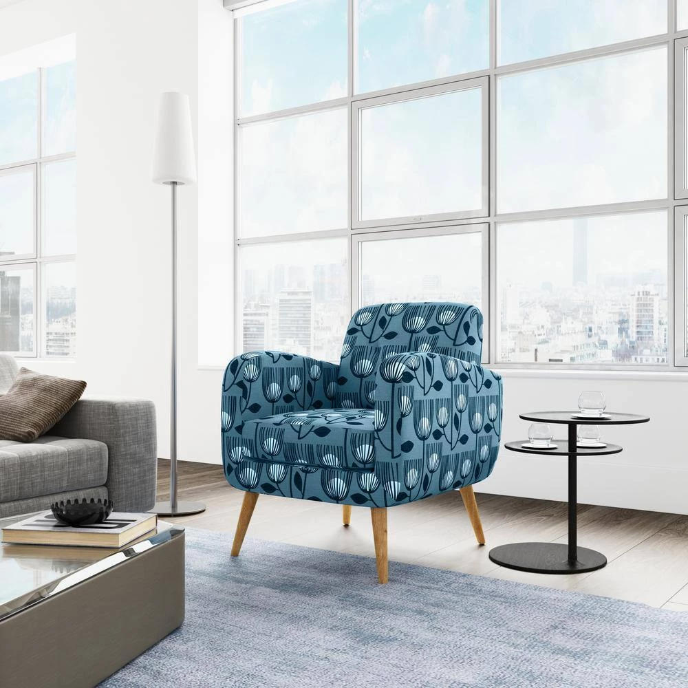 Kingston Blue Modern Tulip Print Mid Century Modern Arm Chair by Handy Living 12 Kingston Blue Modern Tulip Print Mid Century Modern Arm Chair by Handy Living - Image 12