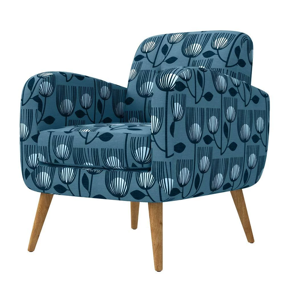 Kingston Blue Modern Tulip Print Mid Century Modern Arm Chair by Handy Living 3 Kingston Blue Modern Tulip Print Mid Century Modern Arm Chair by Handy Living - Image 3